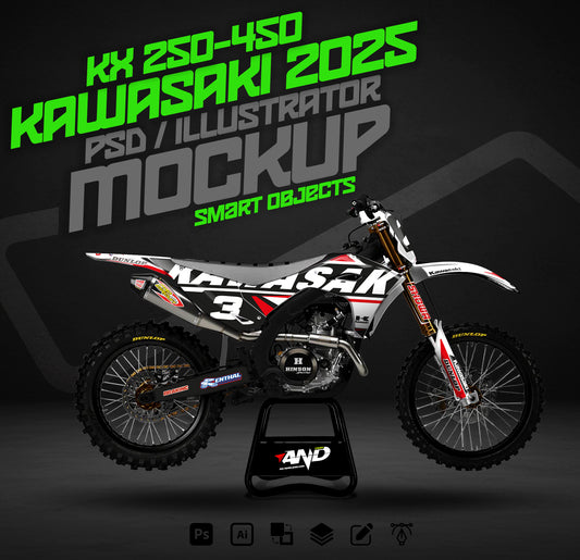 KAWASAKI KX 250 - 450 (2025) PSD Mockup Fully Customizable - AndDesign Motocross Templates