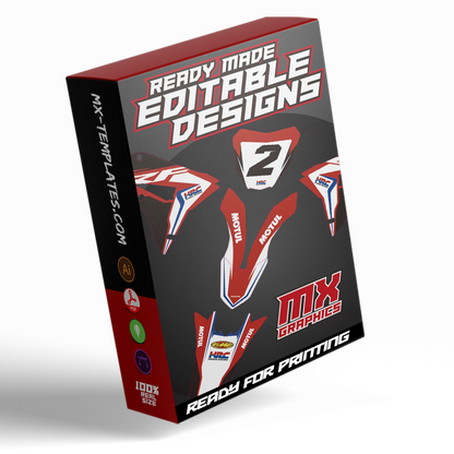 Ready Made Editable designs (Full Bundle pack ) 150 files MX and Enduro / ready for printing - AndDesign Motocross Templates